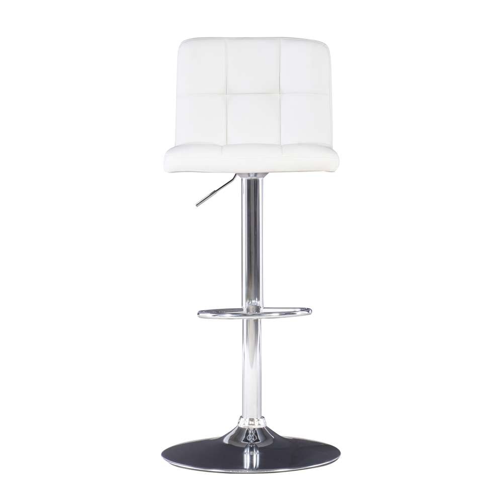 Powell Company - White Quilted Faux Leather & Chrome Adjustable Height Bar Stool - 211-851 veiw 2