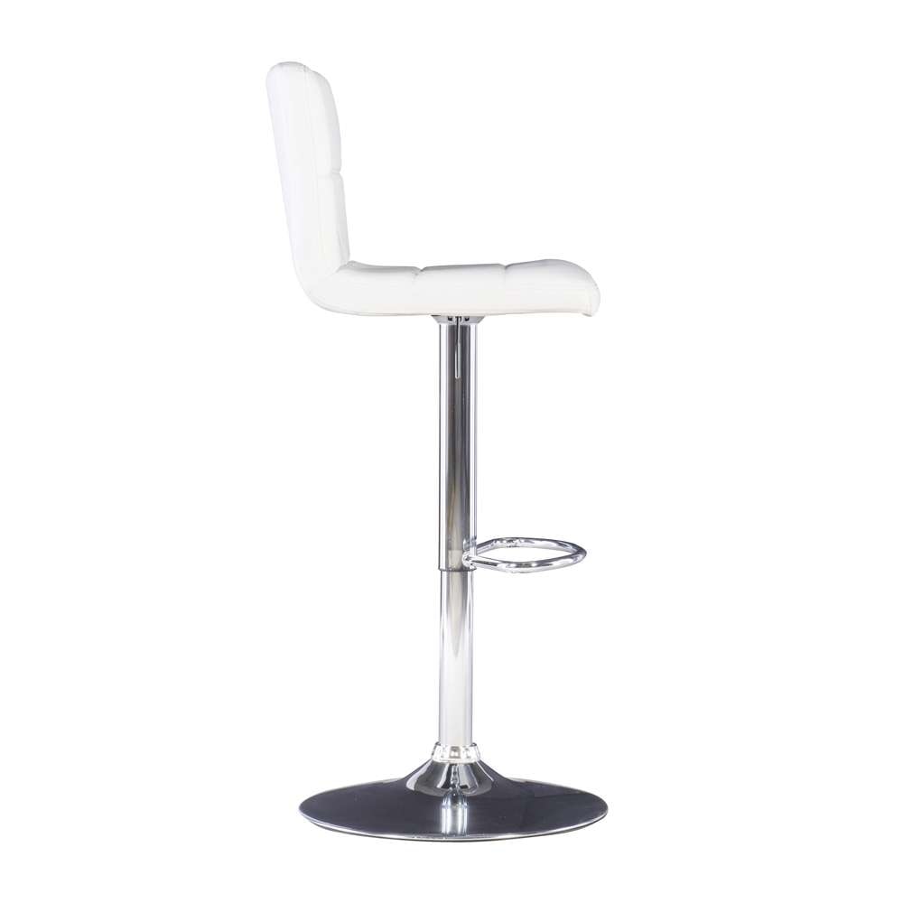 Powell Company - White Quilted Faux Leather & Chrome Adjustable Height Bar Stool - 211-851 veiw 3
