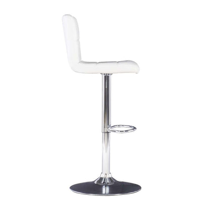 Powell Company - White Quilted Faux Leather & Chrome Adjustable Height Bar Stool - 211-851 veiw 3