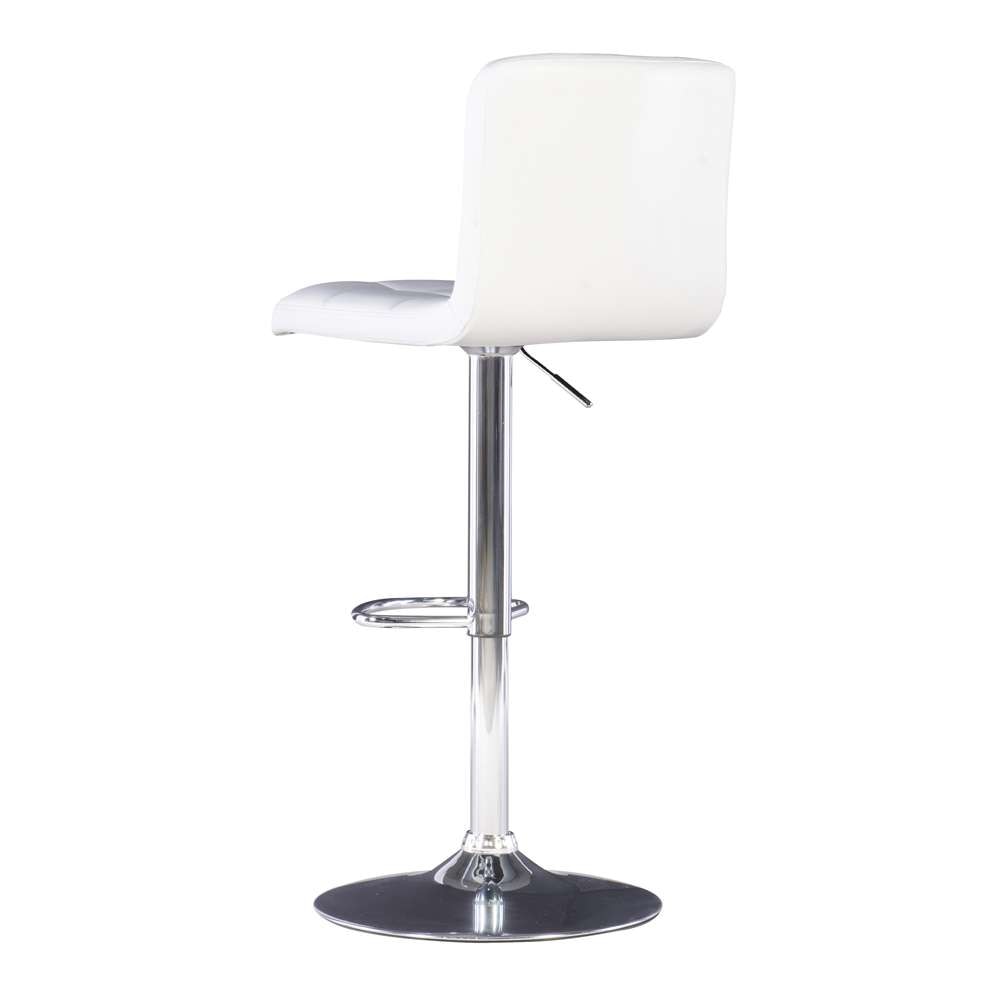 Powell Company - White Quilted Faux Leather & Chrome Adjustable Height Bar Stool - 211-851 veiw 4