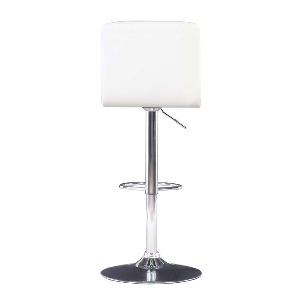 Powell Company - White Quilted Faux Leather & Chrome Adjustable Height Bar Stool - 211-851 veiw 5