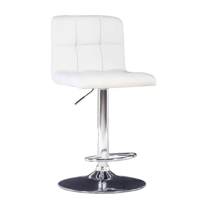 Powell Company - White Quilted Faux Leather & Chrome Adjustable Height Bar Stool - 211-851 veiw 6