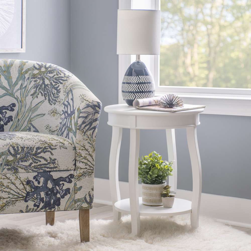 Powell Company - White Round Table With Shelf - 929-351 veiw 5