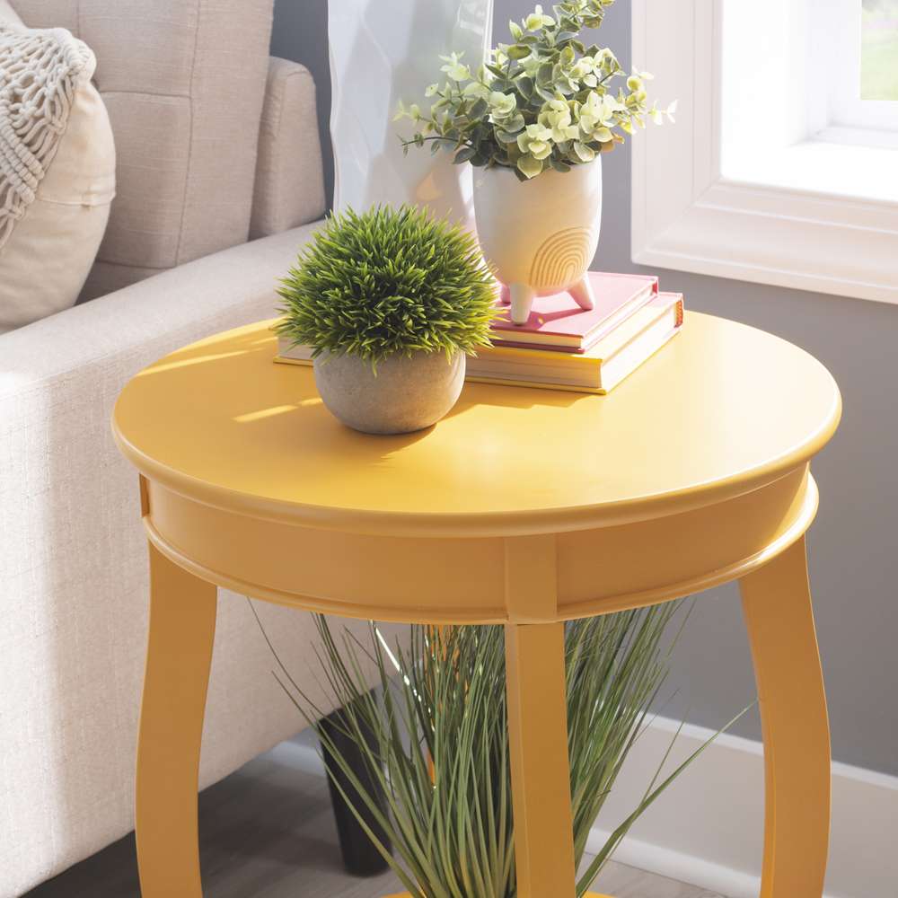 Powell Company - Yellow Round Table With Shelf - 256-350 veiw 6