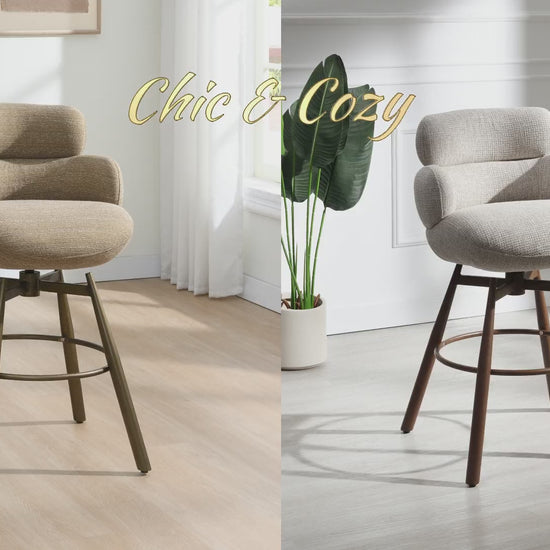 ACME Furniture - Jena - Counter Height Chair w/Swivel - Taupe Chenille & Bronze - DN03808 view 7