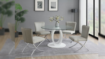ACME Furniture - Larry End Table - Glass Top, White High Gloss Finish - LV03186