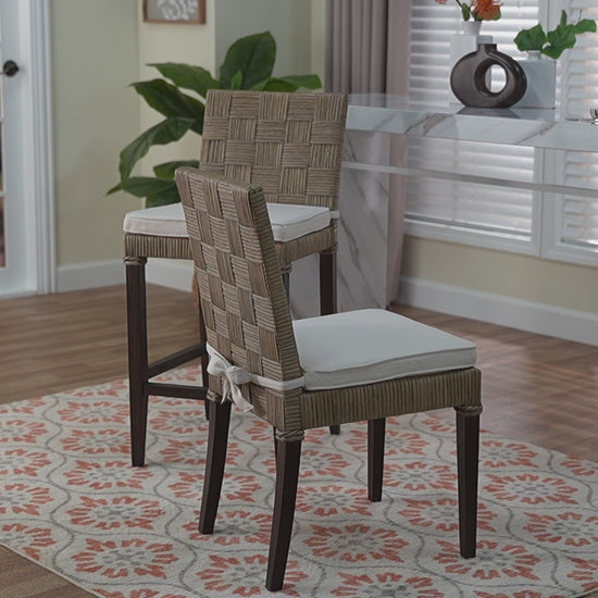 bali & pari - Fatima Counter Stool - Flat Oval-Grey/Mahogany-Cushion-CS view 9