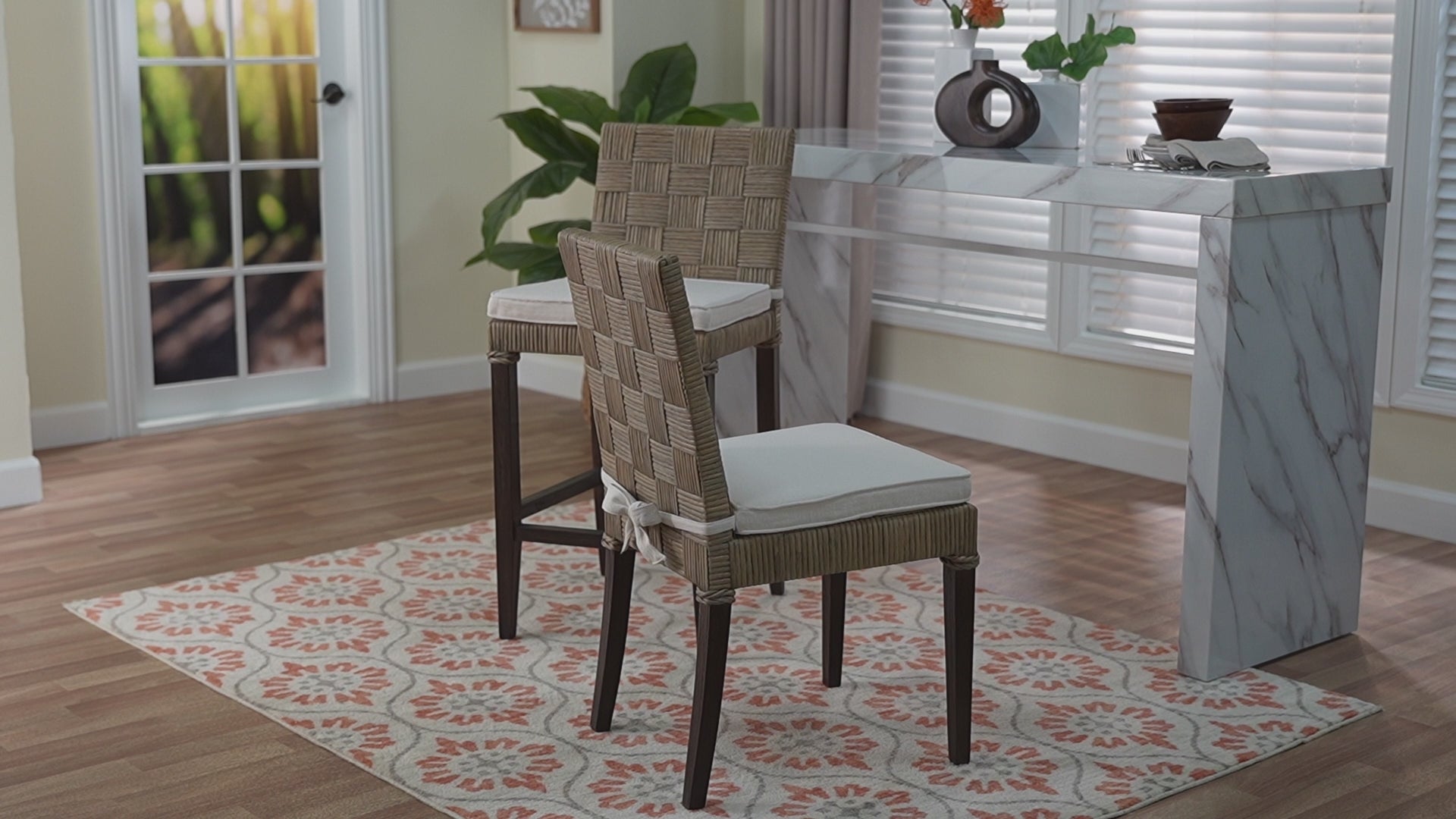 bali & pari - Fatima Counter Stool - Flat Oval-Grey/Mahogany-Cushion-CS view 9