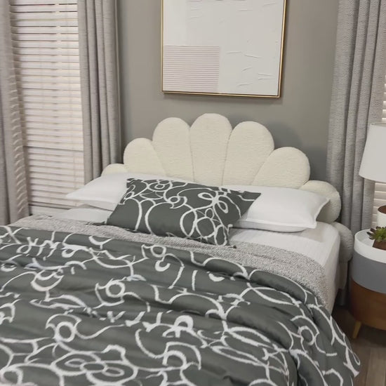Baxton Studio - Albion Queen Size Bed - BBT61320-Cream Boucle-Queen view 9
