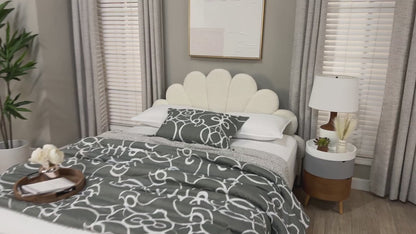 Baxton Studio - Albion Queen Size Bed - BBT61320-Cream Boucle-Queen view 9