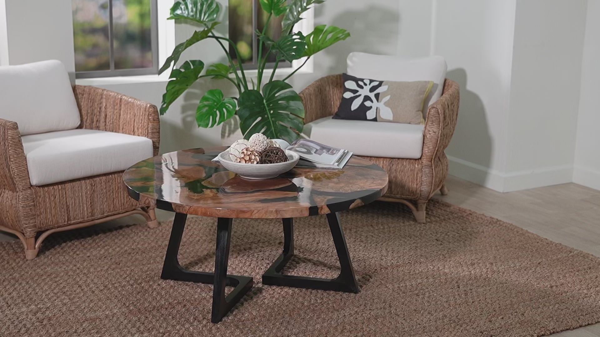 bali & pari - Agata Coffee Table - Agata-Patterned Resin-CT-Boxed view 7
