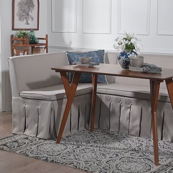 Baxton Studio - Reginald Dining Bench - Reginald-Light Beige/Walnut-3PC Dining Nook Set view 9