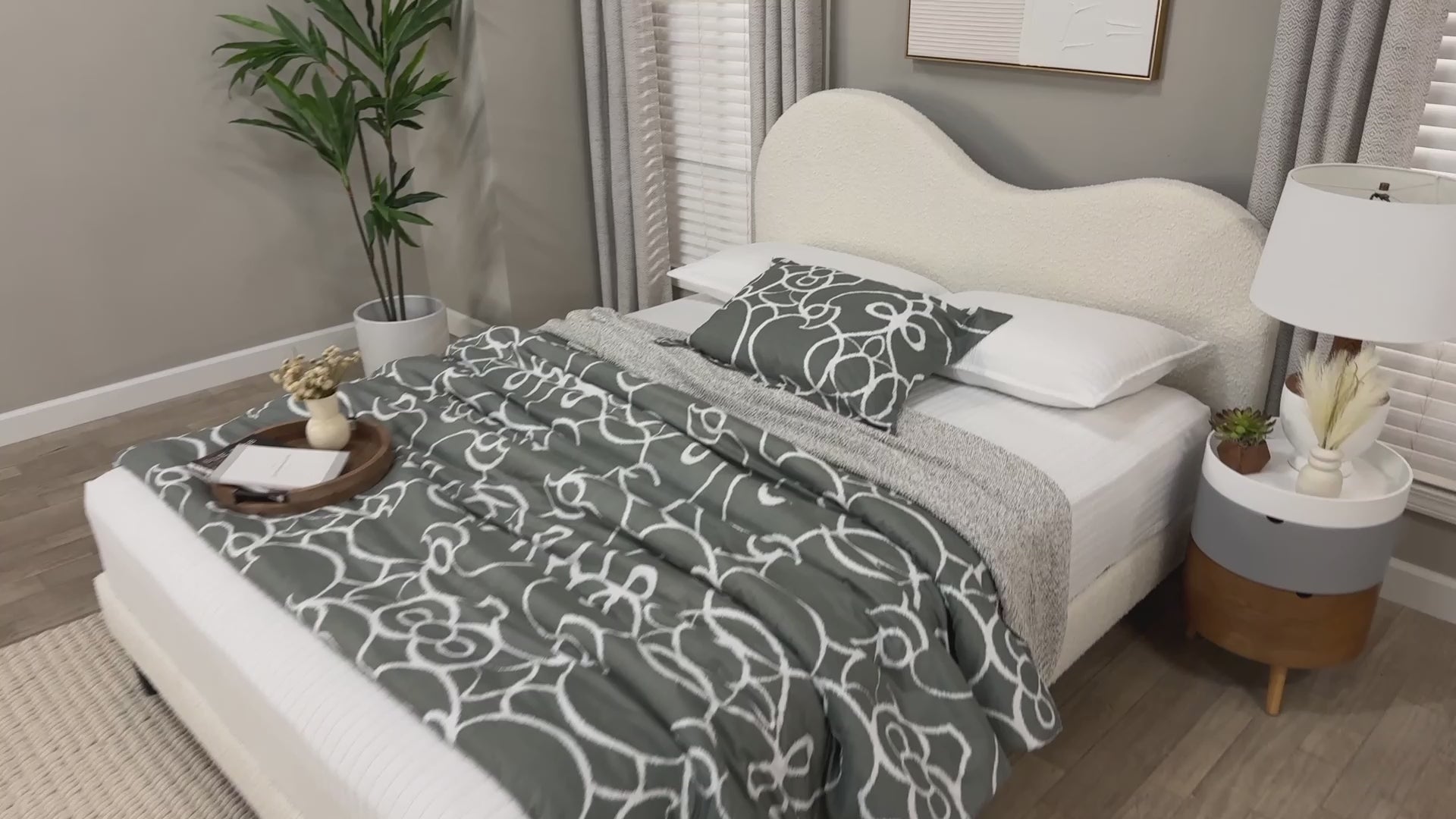 Baxton Studio - Dalton Queen Size Bed - BBT61318-Cream Boucle-Queen view 8