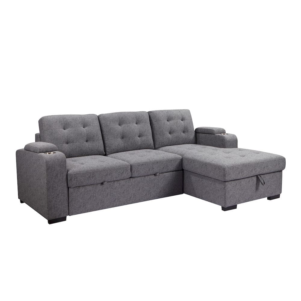 Primo International - Belmont 96 in. Tufted Grey Right Facing Sleeper Sectional with Storage - 58764 view 1