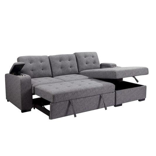 Primo International - Belmont 96 in. Tufted Grey Right Facing Sleeper Sectional with Storage - 58764 view 2