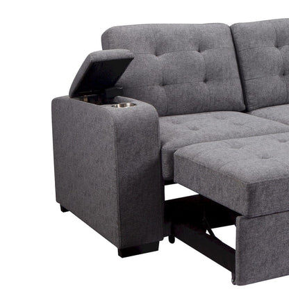 Primo International - Belmont 96 in. Tufted Grey Right Facing Sleeper Sectional with Storage - 58764 view 3