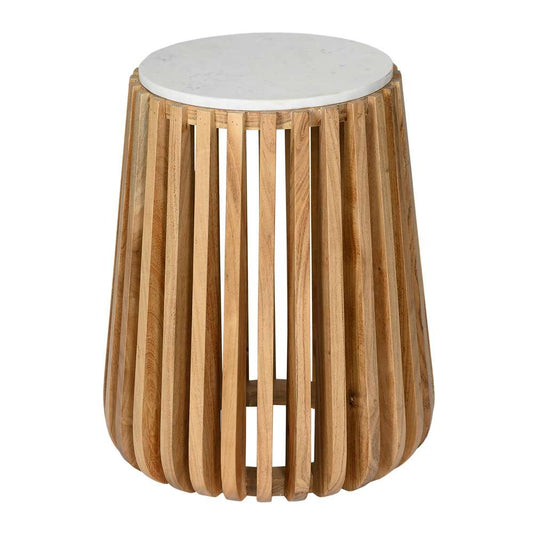Primo International - Brixton White Marble Wood End Table - 57714 veiw 1