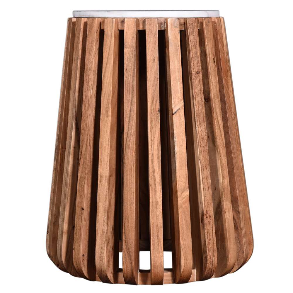 Primo International - Brixton White Marble Wood End Table - 57714 veiw 2