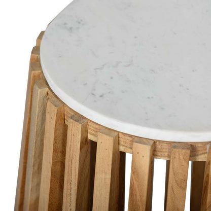 Primo International - Brixton White Marble Wood End Table - 57714 veiw 3