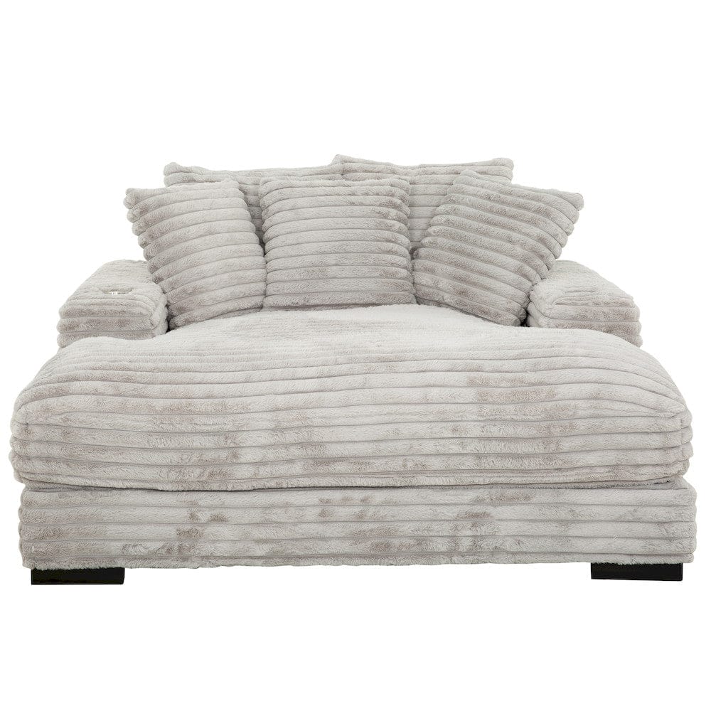 Primo International - Cocoon Grey Oversized Chaise Lounger with Cupholder and USBs - 65522 view 1
