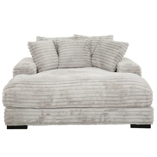 Primo International - Cocoon Grey Oversized Chaise Lounger with Cupholder and USBs - 65522 view 1