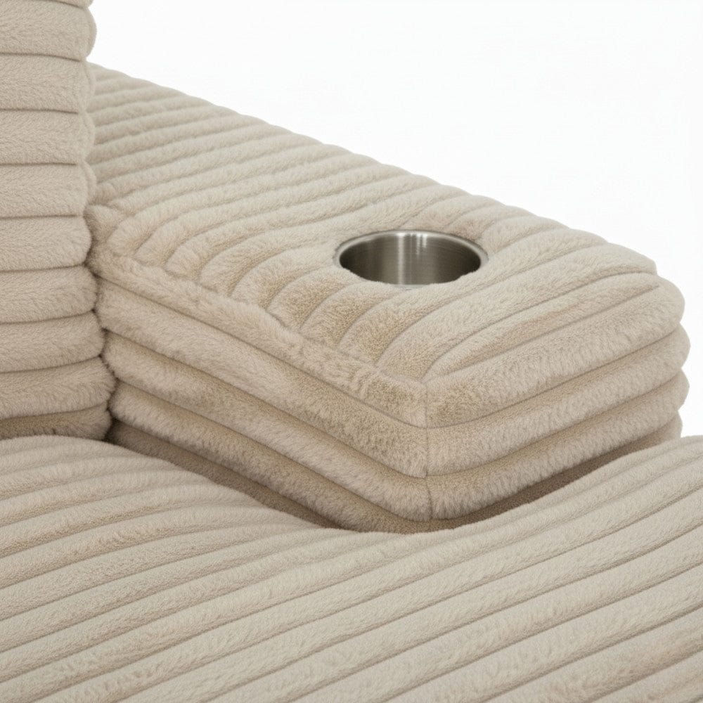Primo International - Cocoon Taupe Oversized Cuddler Chaise with Cupholder and USBs - 65521 view 9