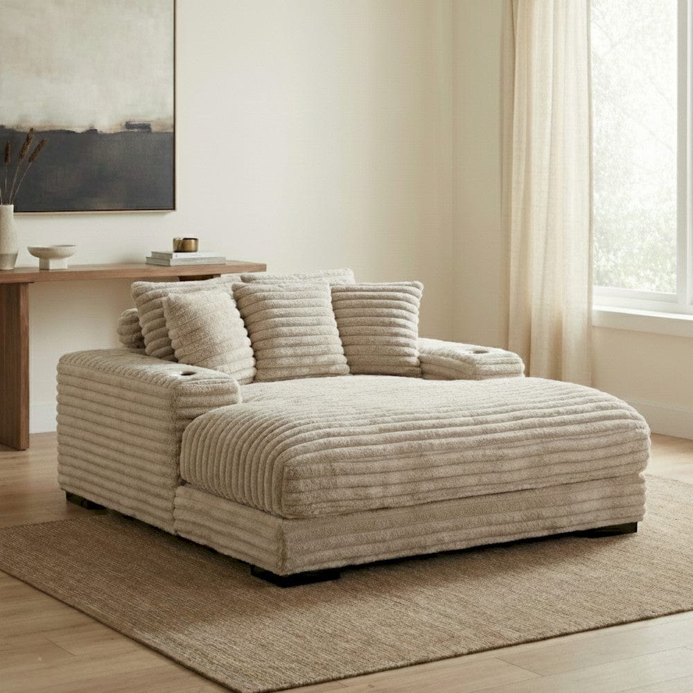 Primo International - Cocoon Taupe Oversized Cuddler Chaise with Cupholder and USBs - 65521 view 10
