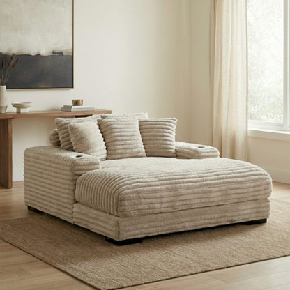 Primo International - Cocoon Taupe Oversized Cuddler Chaise with Cupholder and USBs - 65521 view 10