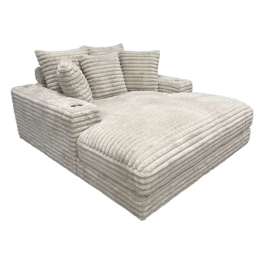 Primo International - Cocoon Taupe Oversized Cuddler Chaise with Cupholder and USBs - 65521 veiw 1