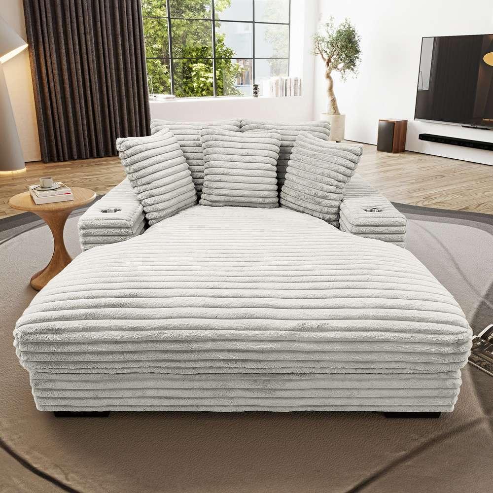 Primo International - Cocoon Taupe Oversized Cuddler Chaise with Cupholder and USBs - 65521 veiw 6