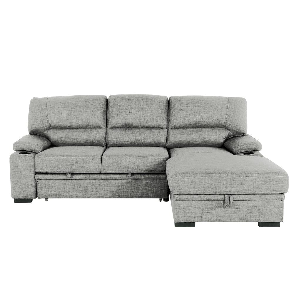Primo International - Gallo 93 in. Grey 2-Piece Right Facing Sleeper Sofa with Storage & Cupholder - 58941 view 1