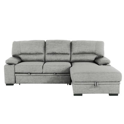 Primo International - Gallo 93 in. Grey 2-Piece Right Facing Sleeper Sofa with Storage & Cupholder - 58941 view 1