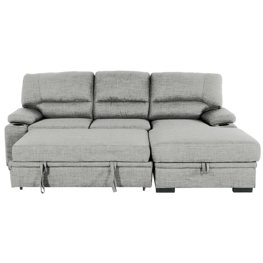 Primo International - Gallo 93 in. Grey 2-Piece Right Facing Sleeper Sofa with Storage & Cupholder - 58941 view 2