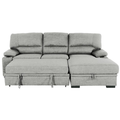 Primo International - Gallo 93 in. Grey 2-Piece Right Facing Sleeper Sofa with Storage & Cupholder - 58941 view 2