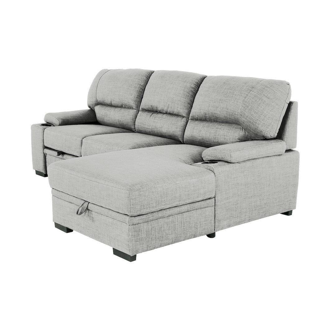 Primo International - Gallo 93 in. Grey 2-Piece Right Facing Sleeper Sofa with Storage & Cupholder - 58941 view 3