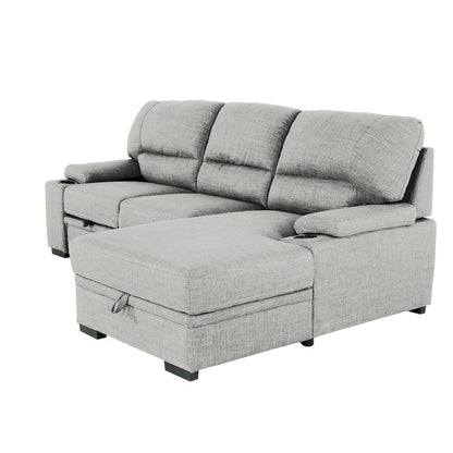 Primo International - Gallo 93 in. Grey 2-Piece Right Facing Sleeper Sofa with Storage & Cupholder - 58941 view 3