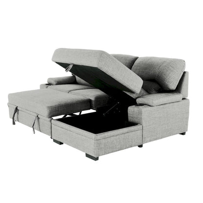Primo International - Gallo 93 in. Grey 2-Piece Right Facing Sleeper Sofa with Storage & Cupholder - 58941 view 4
