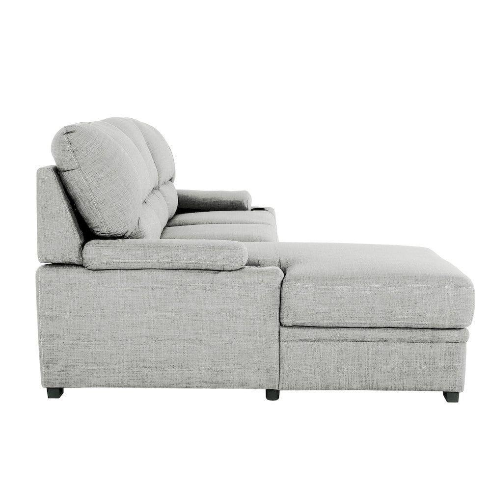 Primo International - Gallo 93 in. Grey 2-Piece Right Facing Sleeper Sofa with Storage & Cupholder - 58941 view 5
