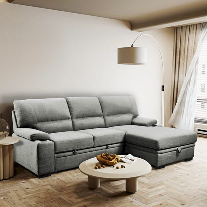 Primo International - Gallo 93 in. Grey 2-Piece Right Facing Sleeper Sofa with Storage & Cupholder - 58941 view 7