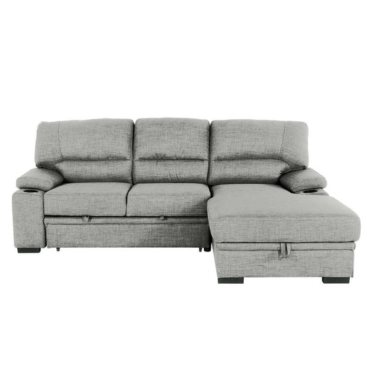 Primo International - Gallo 93 in. Grey 2-Piece Right Facing Sleeper Sofa with Storage & Cupholder - 58941 veiw 1