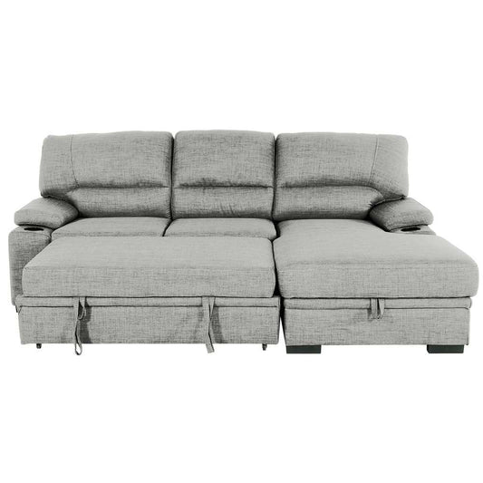 Primo International - Gallo 93 in. Grey 2-Piece Right Facing Sleeper Sofa with Storage & Cupholder - 58941 veiw 2