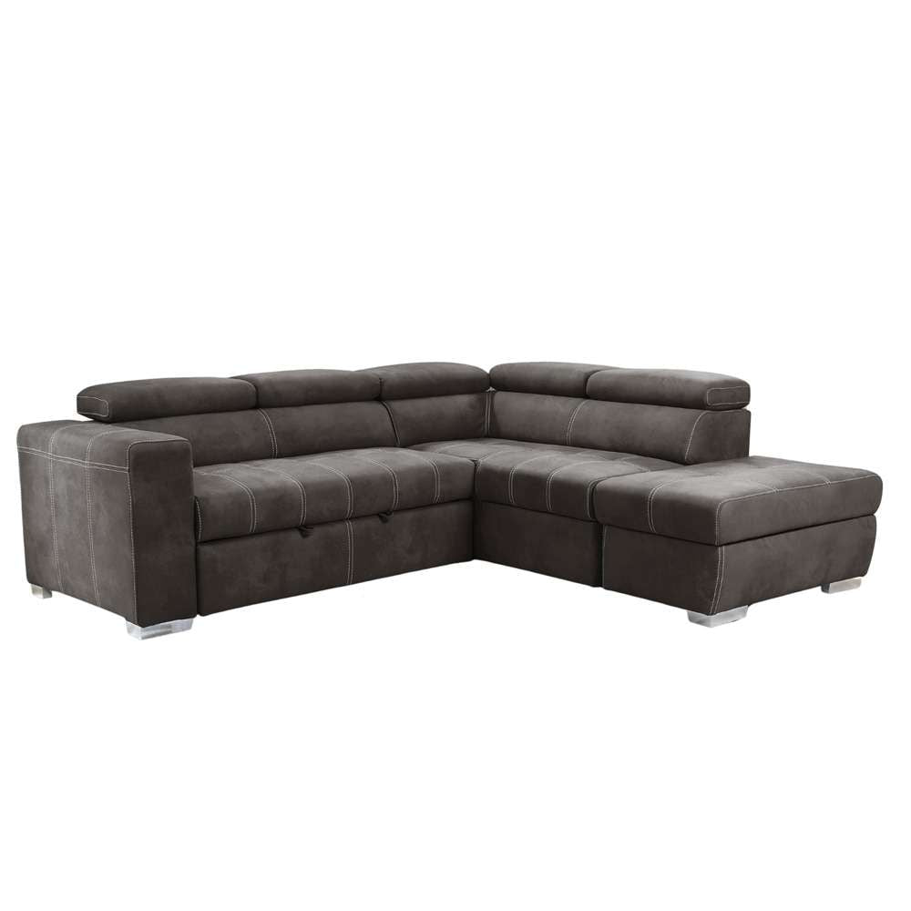 Primo International - Hazell 97 in. 3-Piece Brown Corner Sleeper Sectional with Storage Ottoman / Adj. Backrest - 58943 veiw 1