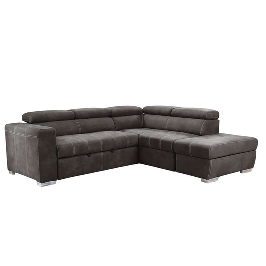 Primo International - Hazell 97 in. 3-Piece Brown Corner Sleeper Sectional with Storage Ottoman / Adj. Backrest - 58943 veiw 1