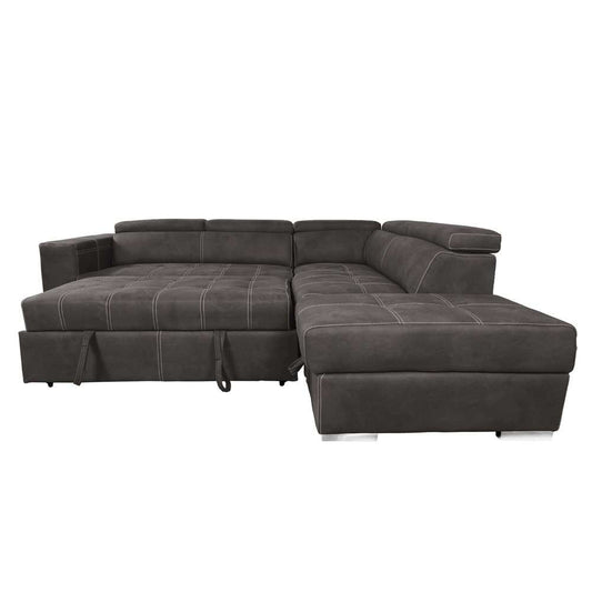 Primo International - Hazell 97 in. 3-Piece Brown Corner Sleeper Sectional with Storage Ottoman / Adj. Backrest - 58943 veiw 2