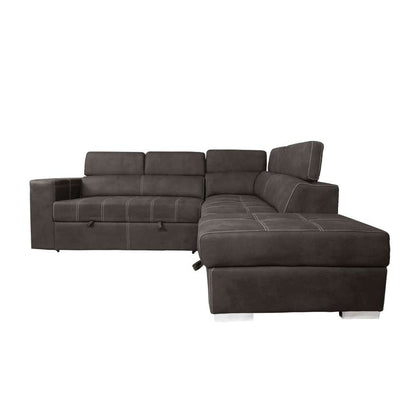 Primo International - Hazell 97 in. 3-Piece Brown Corner Sleeper Sectional with Storage Ottoman / Adj. Backrest - 58943 veiw 3