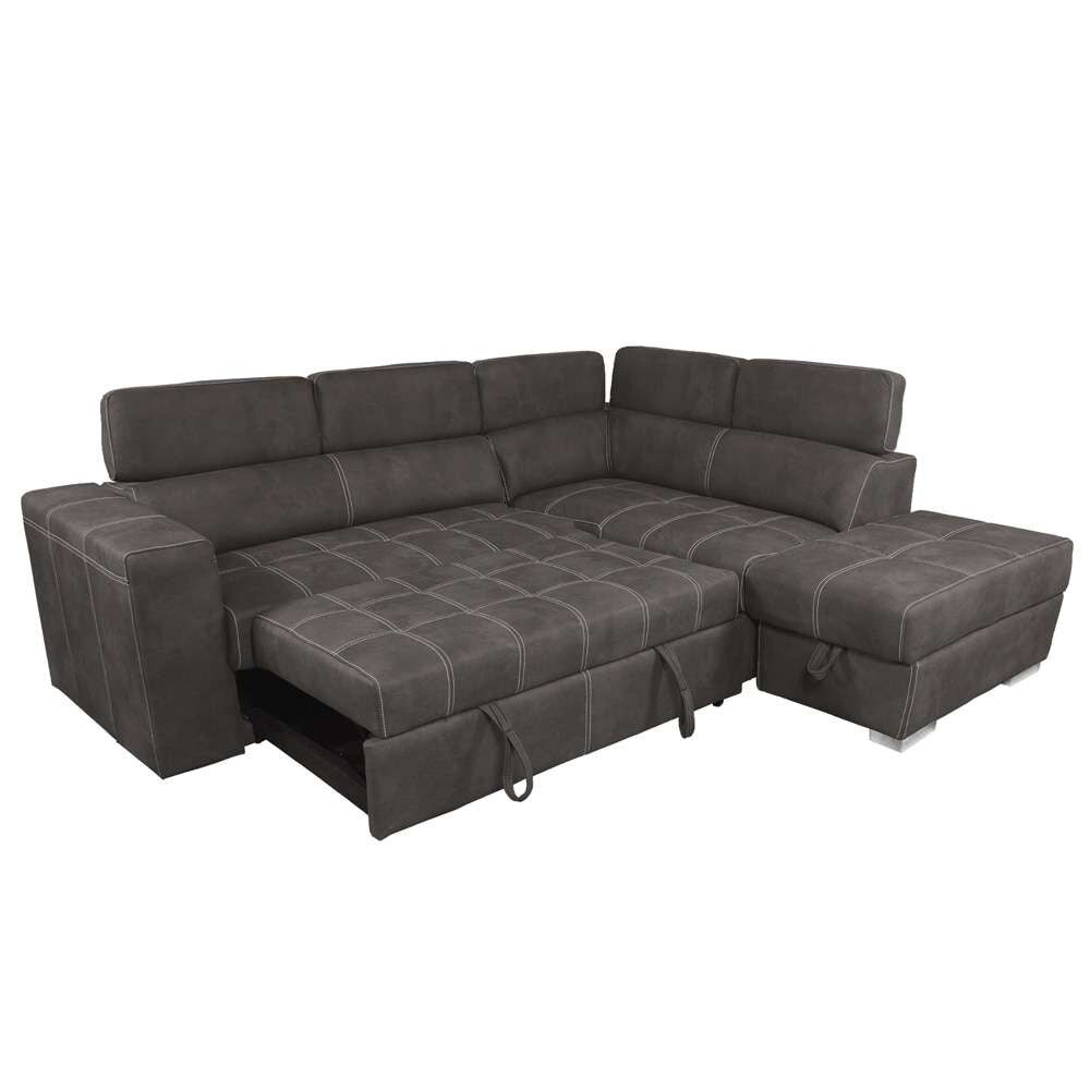 Primo International - Hazell 97 in. 3-Piece Brown Corner Sleeper Sectional with Storage Ottoman / Adj. Backrest - 58943 veiw 4