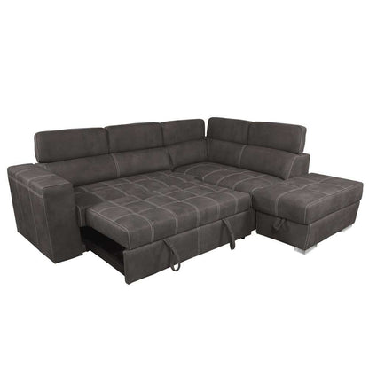Primo International - Hazell 97 in. 3-Piece Brown Corner Sleeper Sectional with Storage Ottoman / Adj. Backrest - 58943 veiw 4