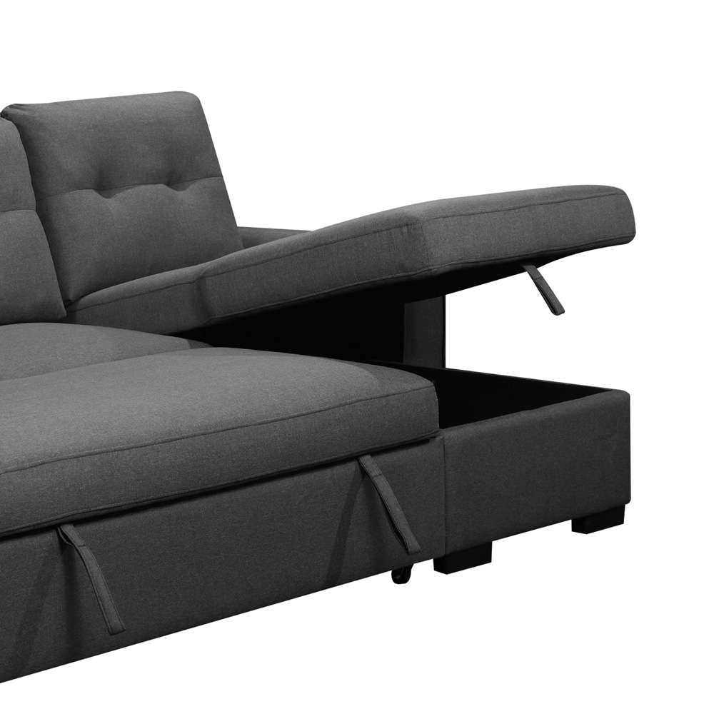 Primo International - Iriving 89 in. Dark Grey Right Facing L-Shaped Sleeper Sectional with Storage - 51188 veiw 3
