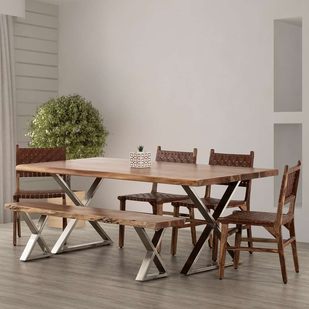 Primo International - Loomie 70 in. Wood and metal Backless Dining Bench - 40842 veiw 6