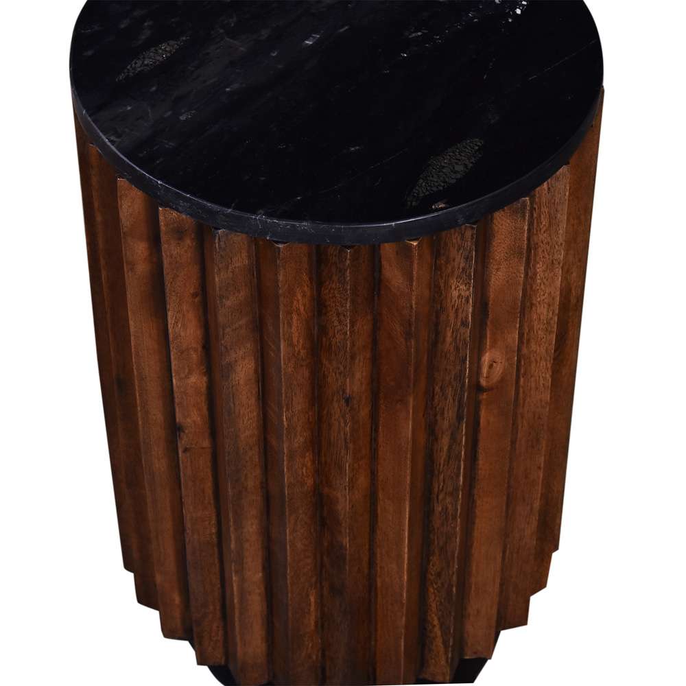 Primo International - Pierre 12 in. Black Marble Wood Side Table - 59526 veiw 3
